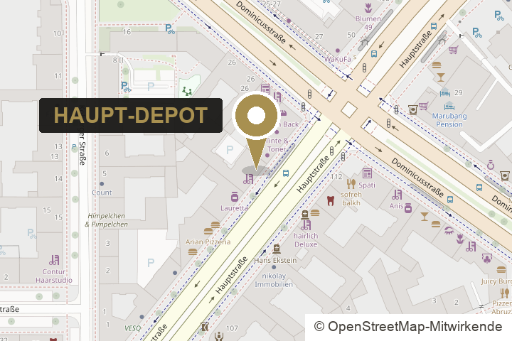 Karte mit dem Standort des Haupt-Depot in der Hauptstr. 52 in Berlin-Schöneberg